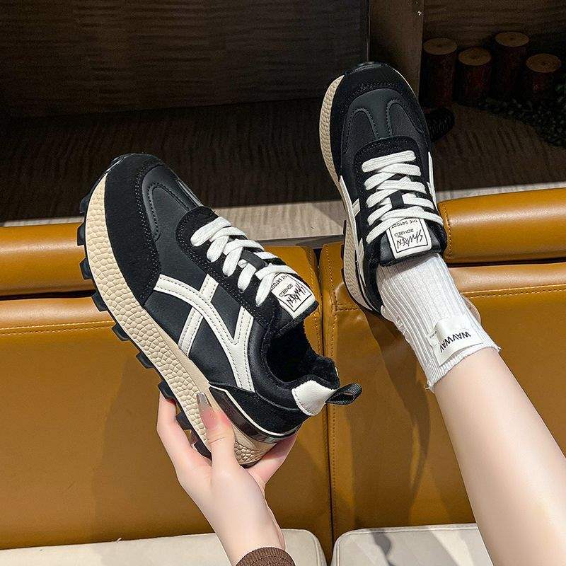 Fleece Warm Sneakers Women's 2025 Winter New Versatile Running Lightweight Casual Forrest Gump Shoes Platform Dad Shoes
