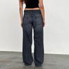 Damen Retro High-Rise Straight Street Wide-Leg Jeans