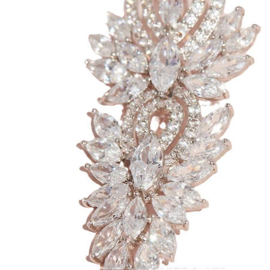 Small fresh flower branch zircon earrings long high-quality three-dimensional geometric earrings for women retro silver
