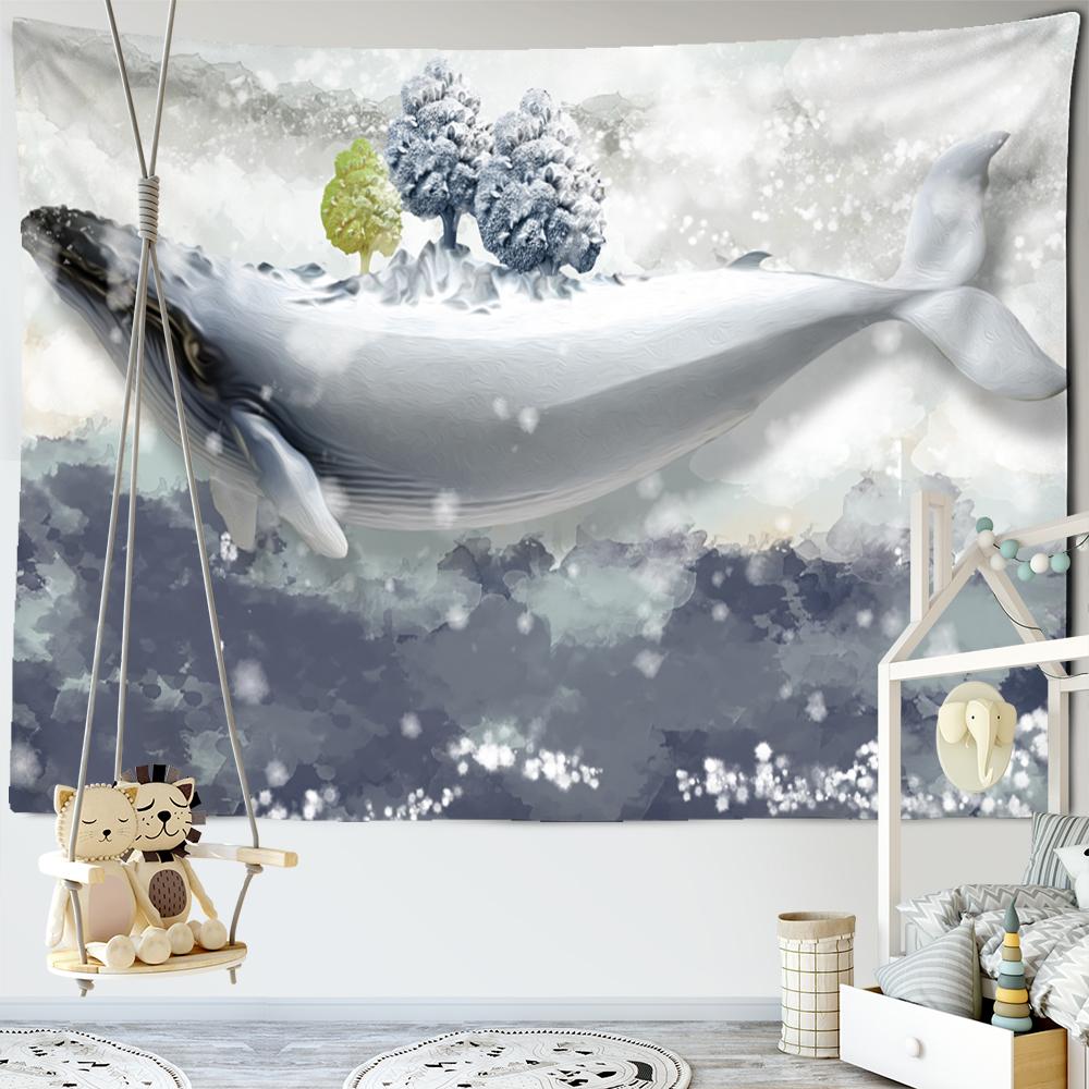 

Гобелен Dream Whale Настенный гобелен Мультяшный Кавайный Хиппи Арт Тапиз Бохо Детская Комната Девочки Общежитие Домашний Декор 95x70cm