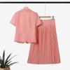 ZANZEA Women Short Sleeve Blouse and Pleated Skirts Casual Two Piece Suit Sets