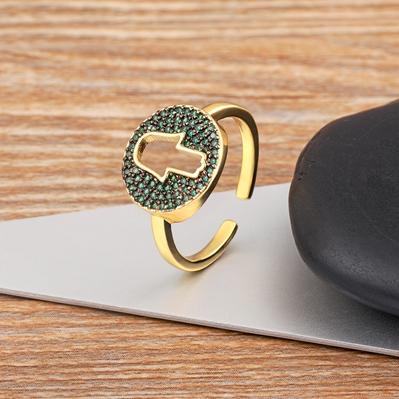 

Nidin Fashion 5 Colors Lucky Hollow Palm Ring For Women Zircon Open Adjustable Female Finger Jewelry Gift Daily Accessories зелений