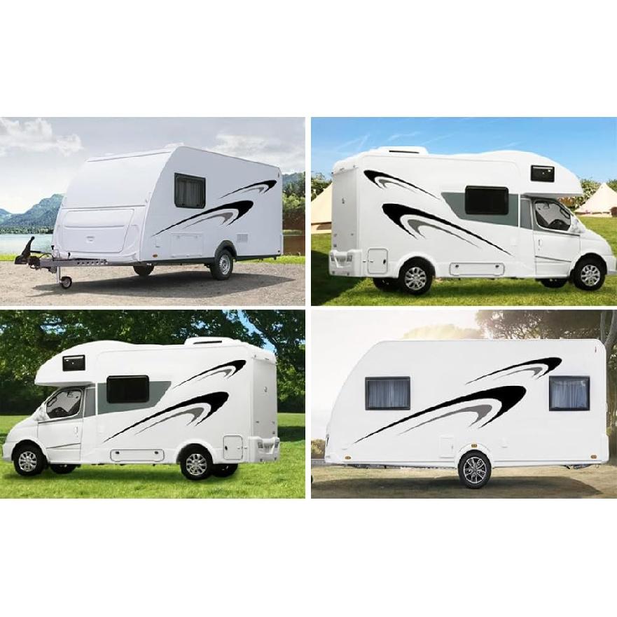 Large Vinyl Decals,Car Body Stickers,Vinyl Stripe Graphics Decals Stickers for Camper,RV,Trailer,Motorhome,Black+Gray,(DB04850ANPCS)