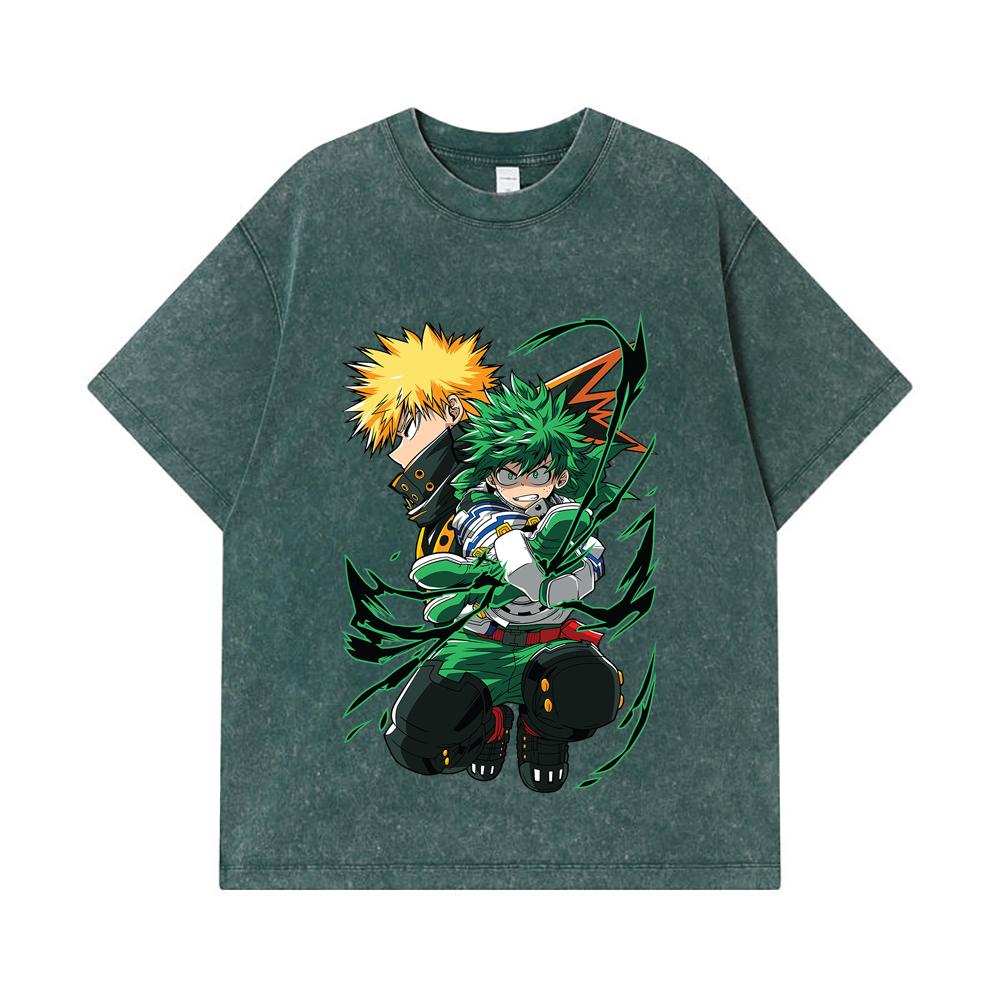 275 GSM Washed T-shirts 100% Cotton My Hero Academia V21 Print Unisex Heavy Cotton T Shirt