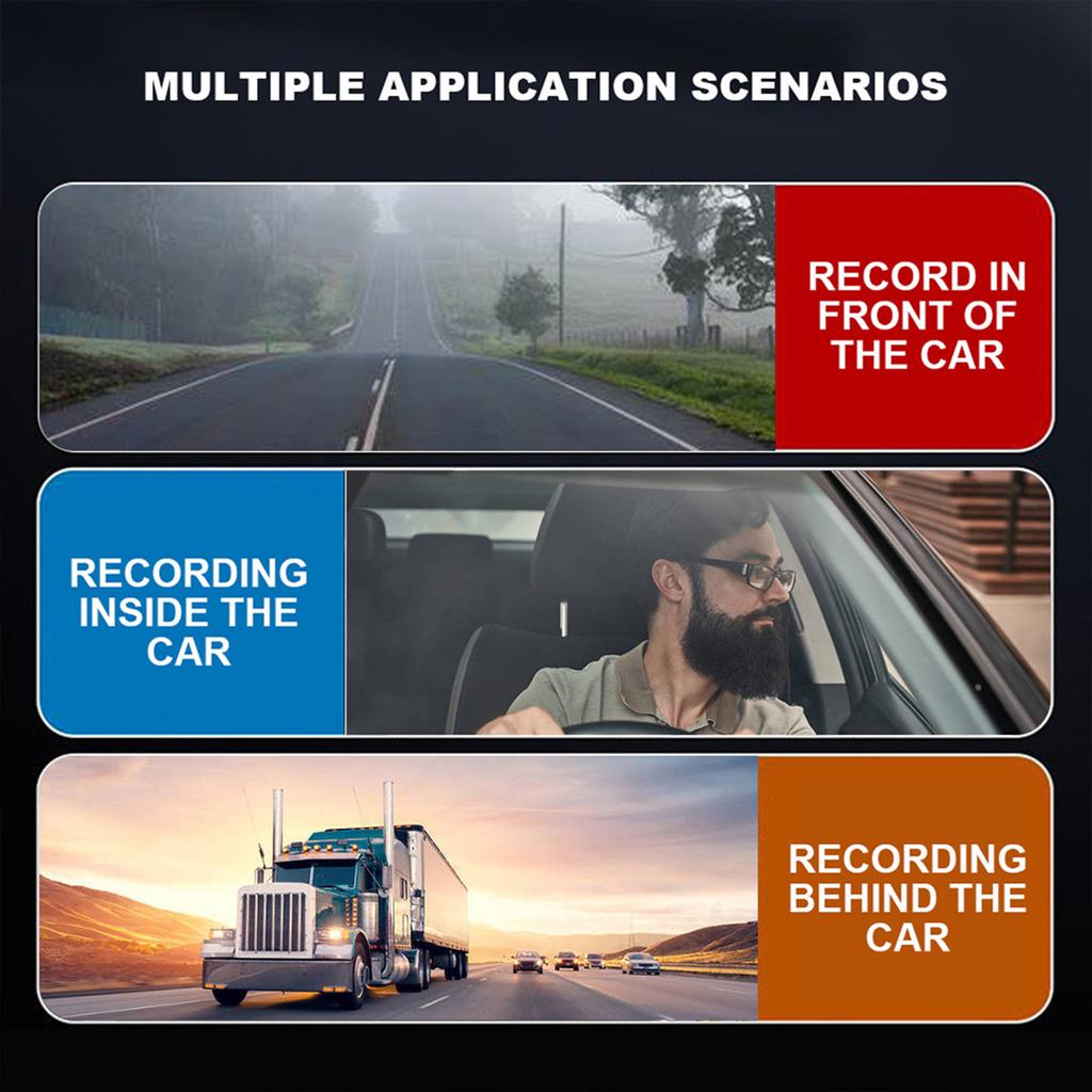 WIFI Car Recorder Front and Rear Inside 3 Channel for Cars 1080P 3 Ways with Night Vision G-sensor