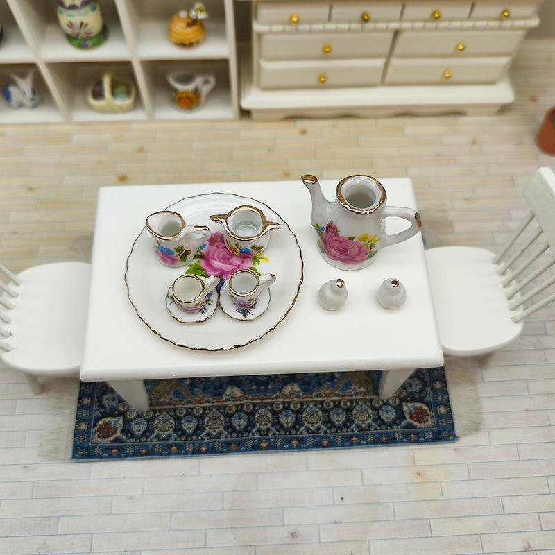 

1 комплект кукольный домик мини роза красная роза керамический детский чайный сервиз игрушки кукольный домик аксессуары миниатюрная сцена украшения