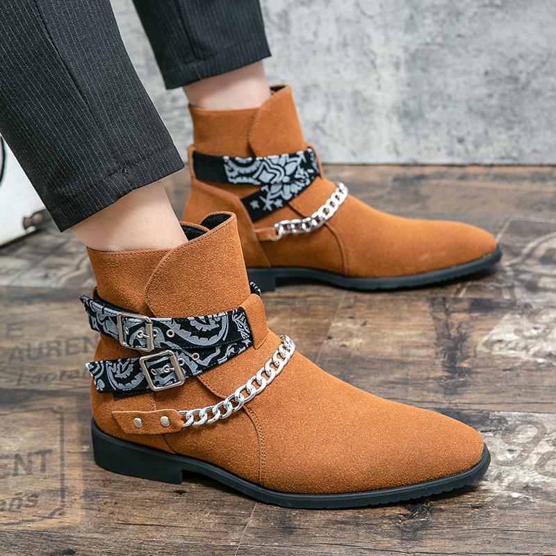 New Mens Slip on Low Top Shoes Luxury Brand Men's Motorcycle Boots All-match Mens Boots Chelsea Luxury Shoes Outdoor Ankle Boots