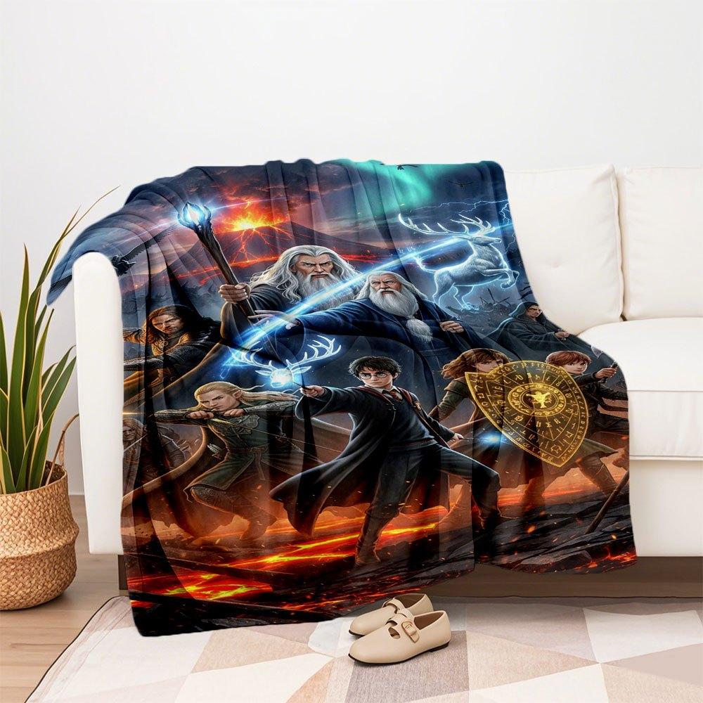 Fantasy Heroes: Epic Adventure Poster PrintBlanket Flannel Throw Blanket for Sofa, Bed, Travel, Camping, Office, Couch, Chair