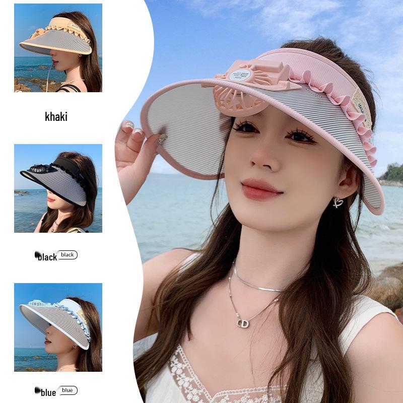 

Women s Rechargeable UV Protection Sun Hat with Large Brim for Cycling