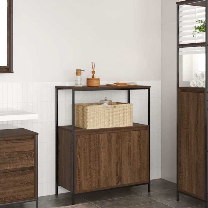 VidaXL Meuble de salle de bain avec étagères chêne marron 76,5x35x95cm, armoire de rangement de salle de bain, armoire de 861921