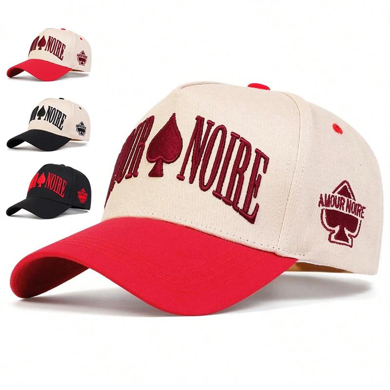 Baseball Stitching Embroidered Spades Noire Amour Neutral Gender Women Men For Caps Spring And Autumn Outdoor Adjustable Casual Hats Hip Hop Urban