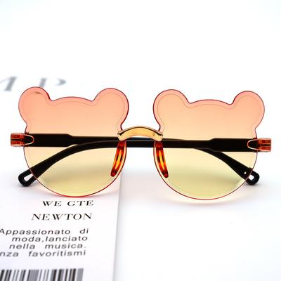 Lunettes de soleil pour enfants à monture monobloc ours, lunettes de soleil pour enfants à changement progressif de couleur, lunettes pour enfants cartoon sans monture