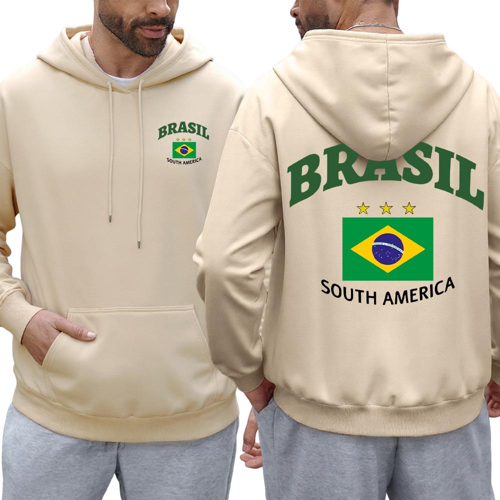 Brazilian South American Print Men's Hoodie Hip Hoodie Fashion Casual Loose Street Style Fleece Multi-Color Pullover Autumn and Winter