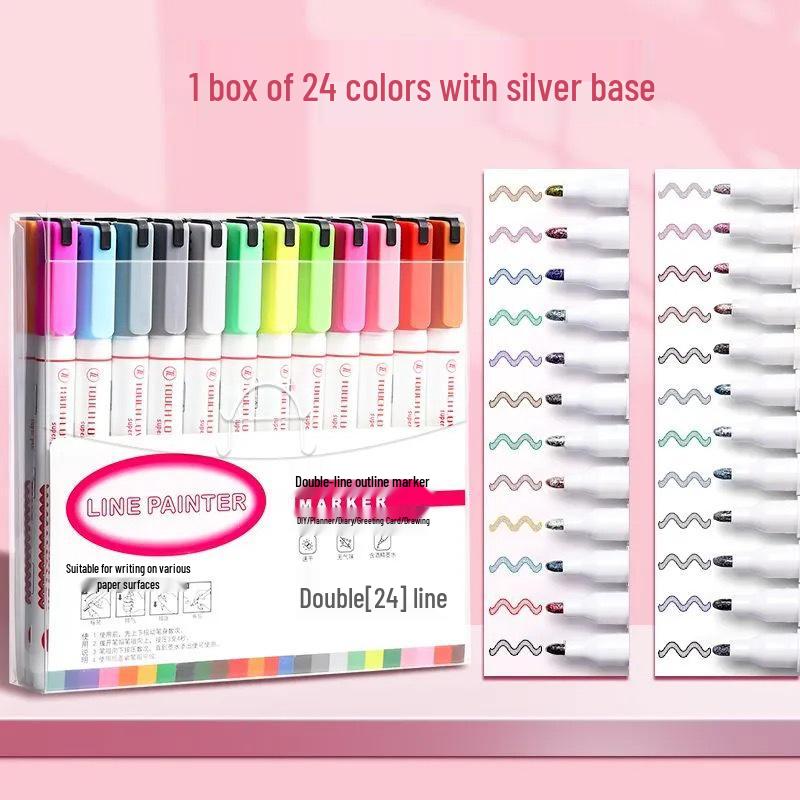 Dual-Outline Sandwich Glitter Highlighter for Journals and Handmade Drawings