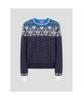 Binpolleidiseu [B. My] Fair Isle Round Neck Knit Navy (Bf5X51N02R)