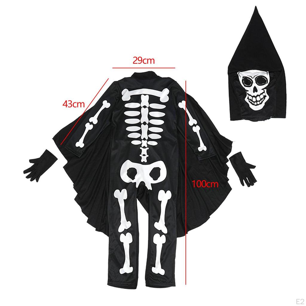 Halloween Skeleton Jumpsuit Bone Bodysuit Kids Costume for Easter Punk Party