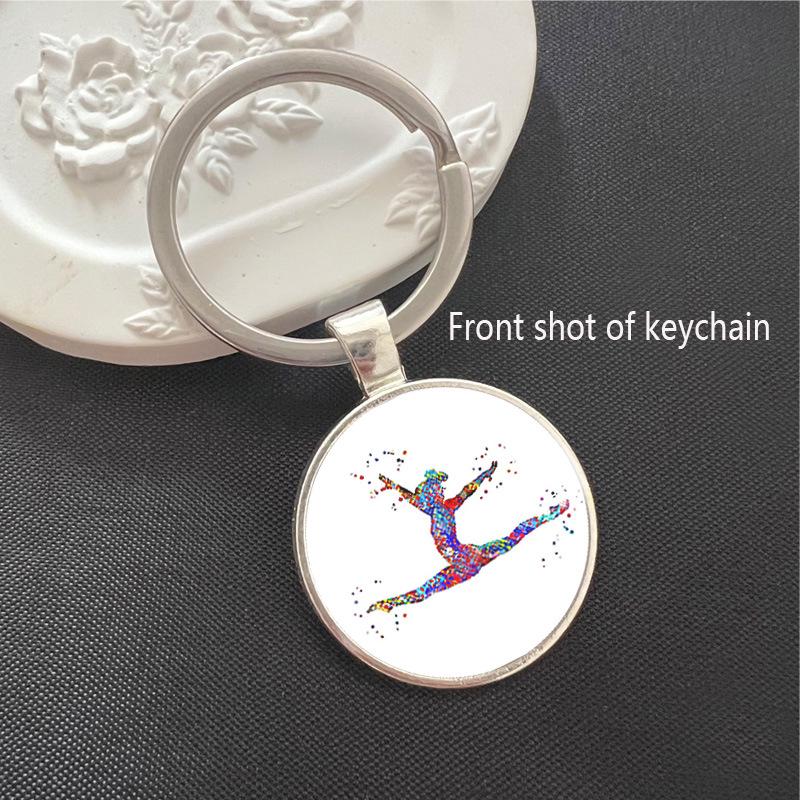 Rhythmic Gymnastics Time Gem Keychain Pendant - Alloy Keyring Ornament Gift