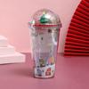 Plastic Christmas Micro Landscape Cup with Sequined Tumbler Drinkware Mug  Coffee Juice