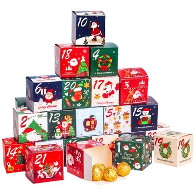 Festival DIY Christmas Countdown Calendar 24 Days Candy Box Easy Assembly Home Party Decoration Gift Wrapping Paper Craft