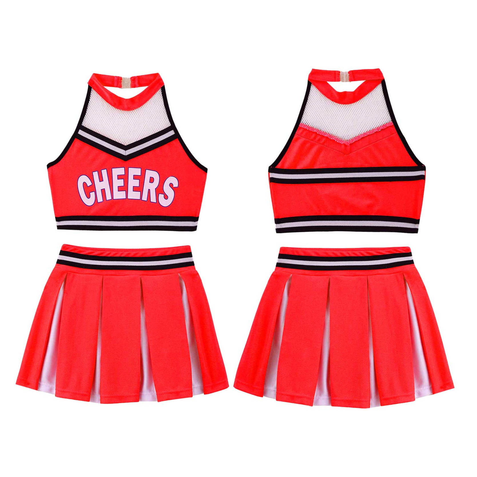

Школьный костюм для девочек Cheer Leader, униформа, детский укороченный топ для черлидинга с клетчатой ​​юбкой, наряд на Хэллоуин 10-12 Years красный