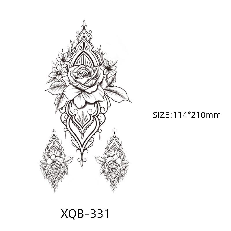 Waterproof Black & White Sketch Flower Half Sleeve Tattoo Stickers