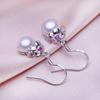 SENIKO Natural Freshwater Pearl Earrings Geometry Design Fashion Cubic Zirconia Flower Earrings For Women Girl Gift