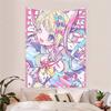 Anime Girl Pink Tapestry Flat Print Cartoon Art Wall Hanging Dome Home Decor for Living Room Bedroom Dorm Perfect Gift