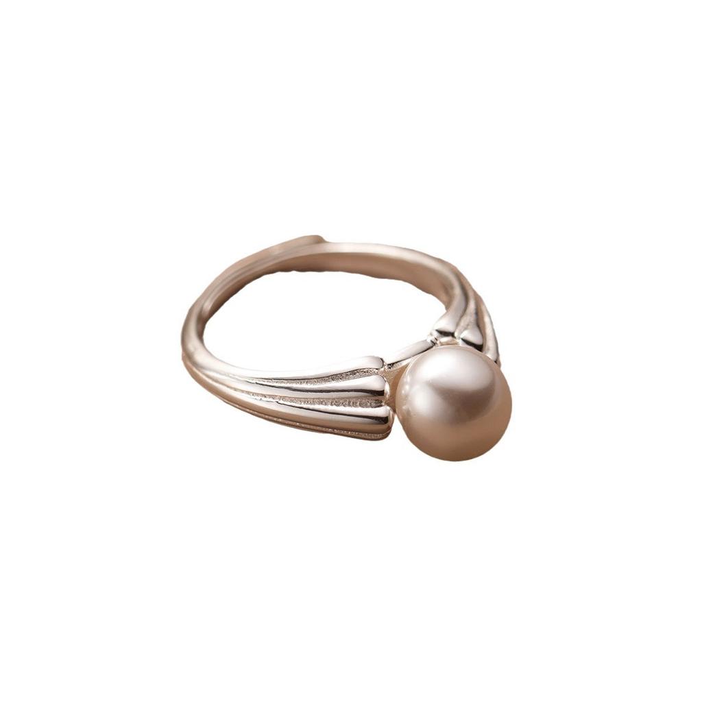 Xiaomi BFCLUB  Silver Color Rings For Women Simple Finger Open Vintage Handmade Pearl Ring Allergy For Party Birthday Gift