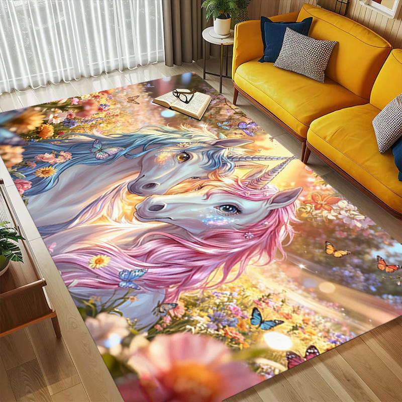 Unicorn Garden Living Room Nonslip Area Rug Soft Carpet For Bedroom Game Playroom Sofa Office Home Decor Doormat Christmas Gift C929686