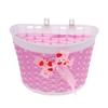 Bike Cycle Front Basket Detachable Plastic Handlebar Mount for Kids with Decorative Bows Storage for Bicycle