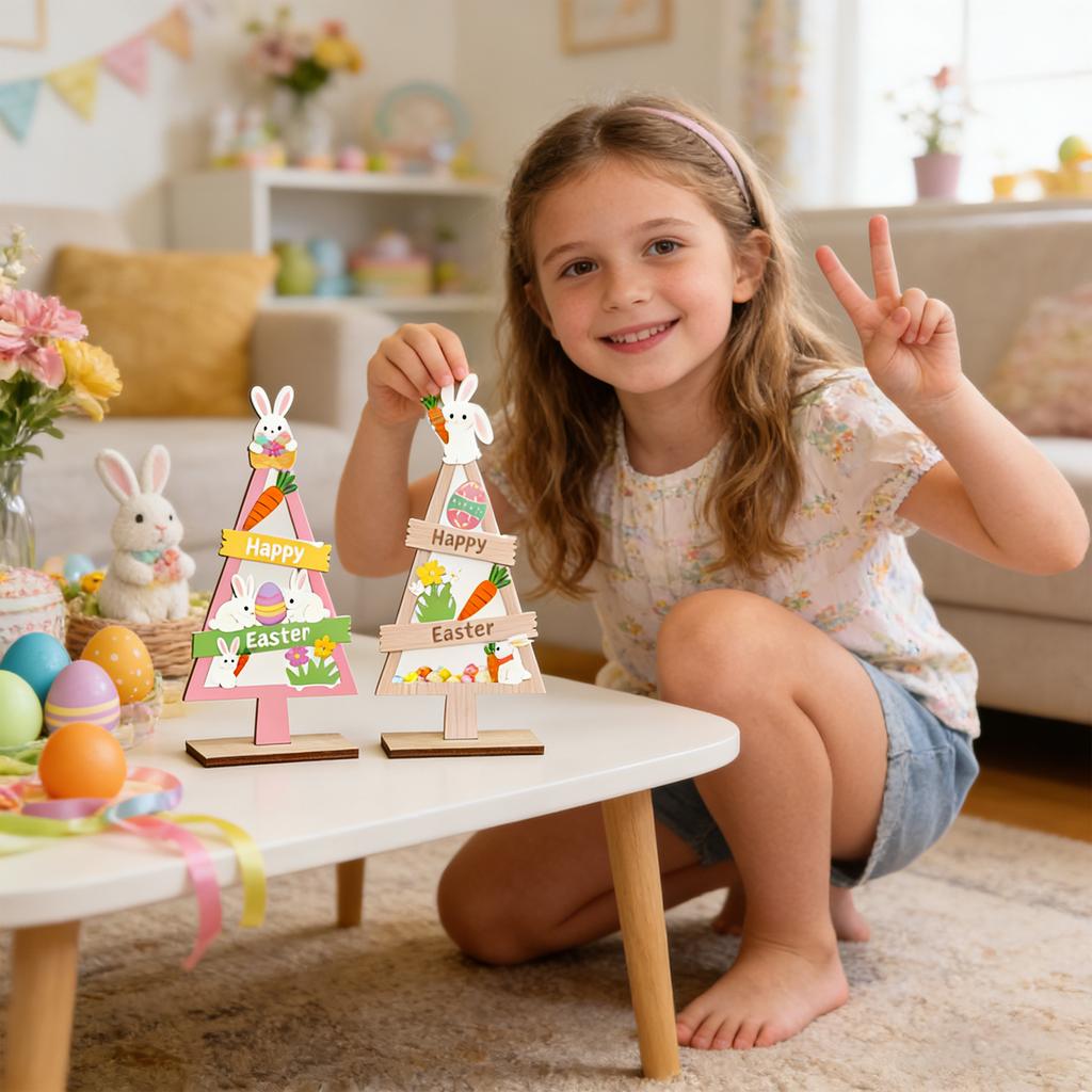 Easter Ornaments, Decorative Items, Cartoon Figurines, Wooden Desktop Decorations