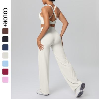 Damsport-bh med stötdämpning och Högmidjade Yogabyxor Set