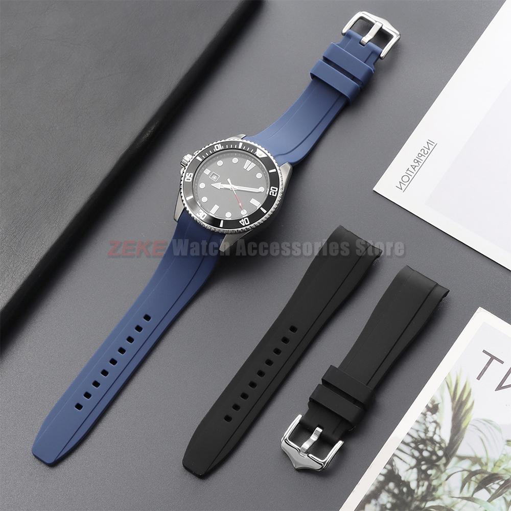 Hochwertiges gebogenes Ende 20mm 22mm Kautschukarmband Silikon Uhrenarmband für Omega Moonswatch Armband für Swatch Wasserdichtes Armband