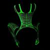 Glow in Dark Fishnet Bodysuit Seamless Lingerie Set Nightclub Outfit Sheer Tights Roleplay Costume Partywear Sexy Women Full Body Shimmer
