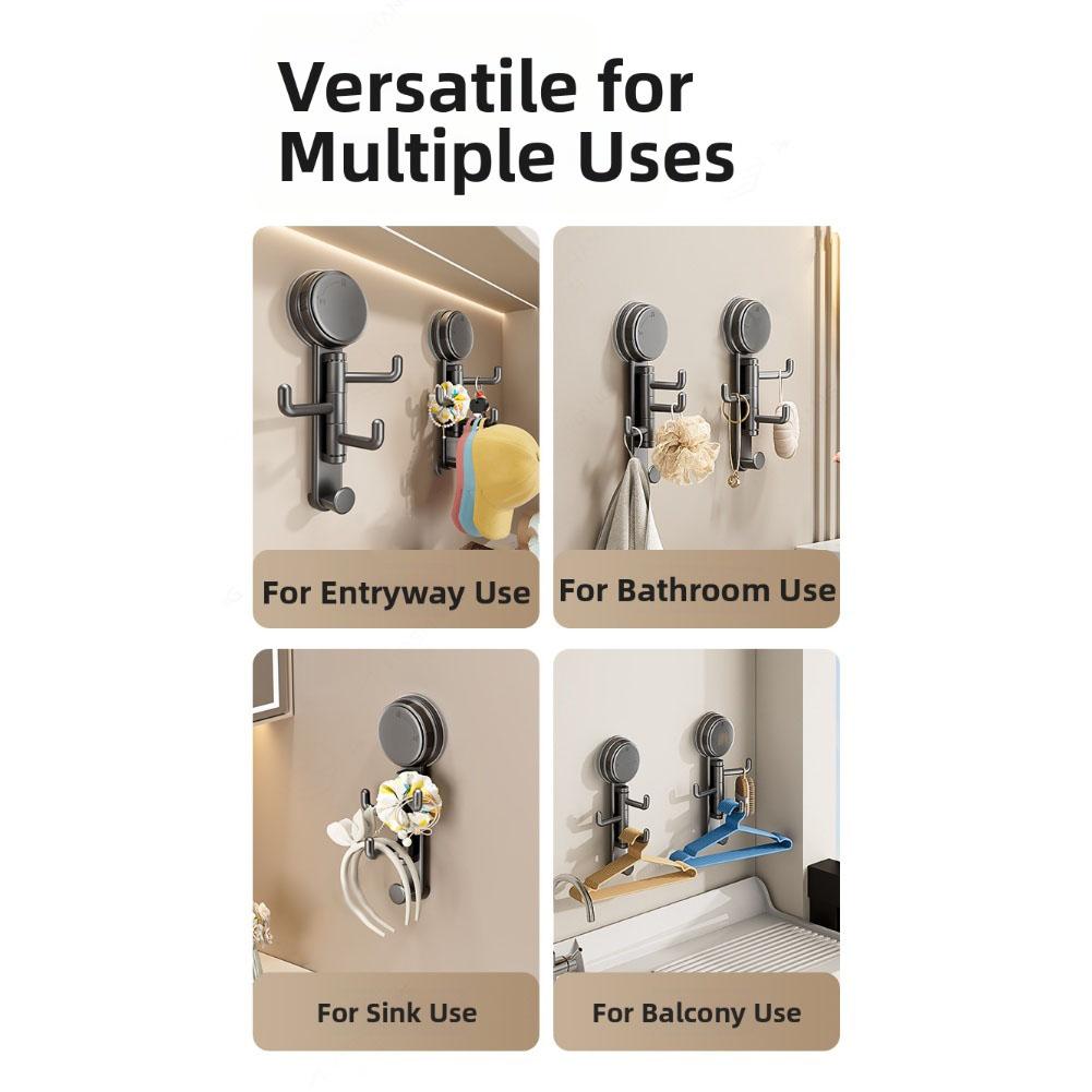 Suction Cup Hook with Rotating Feature No For Drilling Needed Strong Adhesion for Bathroom Kitchen Balcony and Entrance Hall