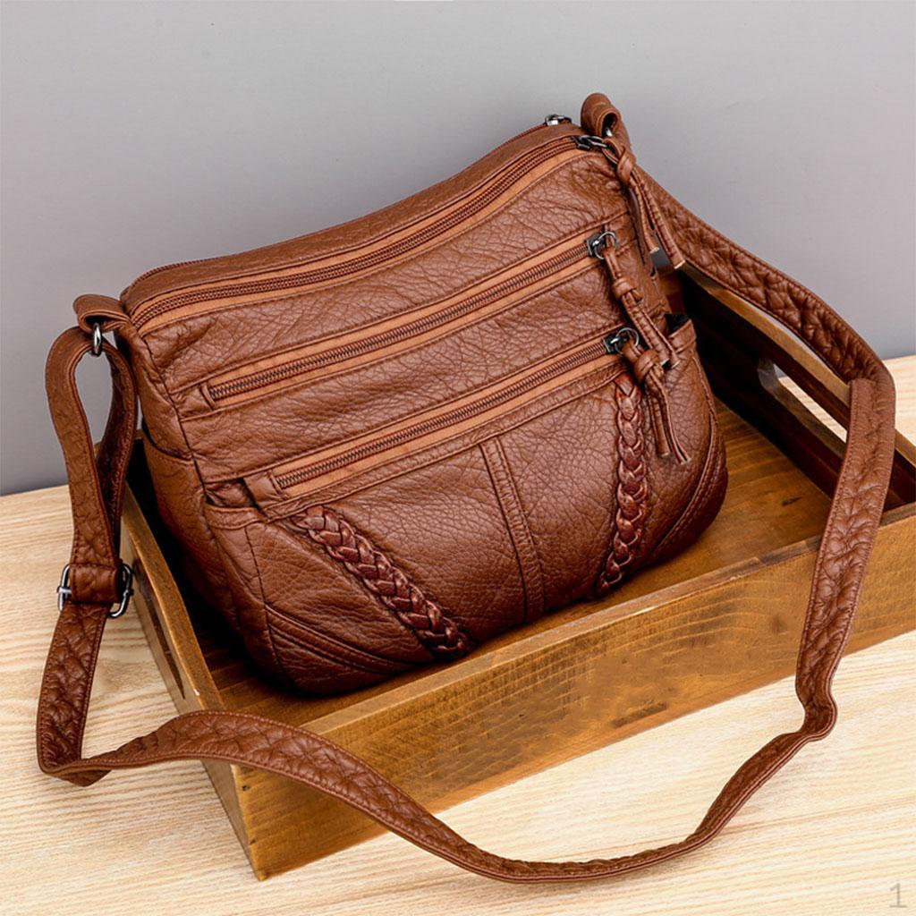 Bag for Women Adjustable Strap PU Leather Crossover Lady Handbag Small Casual Purse C Brown