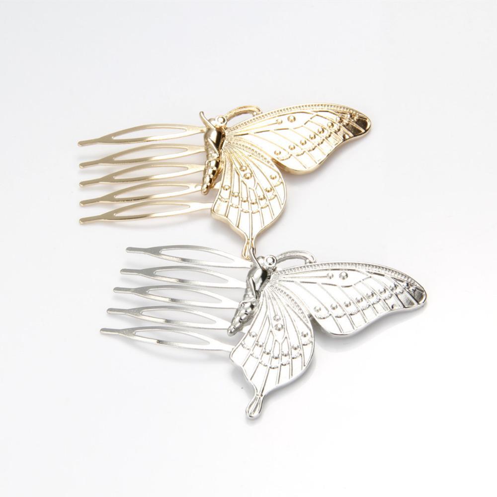 Neuer Schmetterling Haarkamm Mädchen Legierung Haarspangen Haaraccessoires für Frauen Gold Silber Farbe Haarklammern Haarnadeln Kopfschmuck Geschenke
