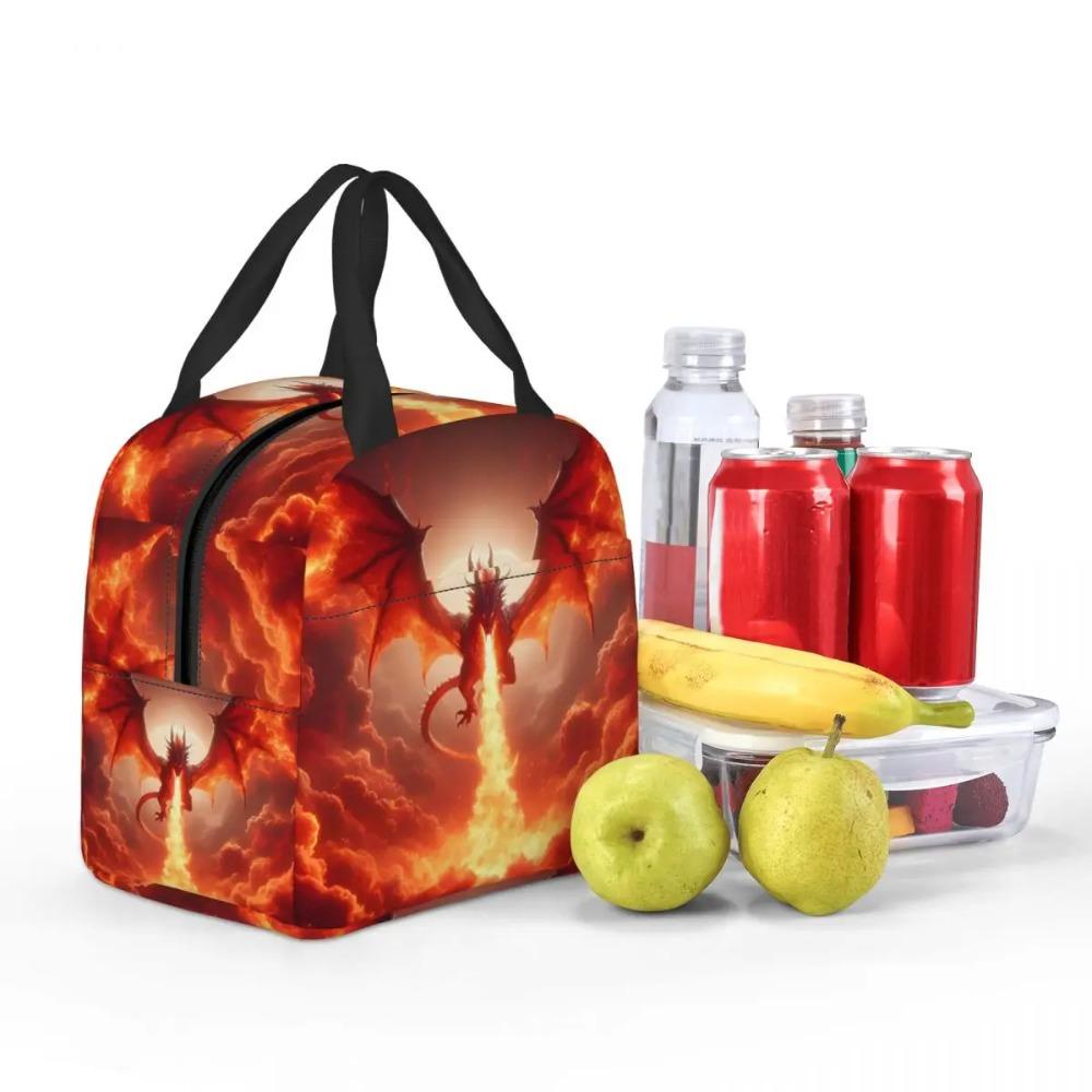 Dragon In The Fire Insulated Lunch Bag for Women Office Cooler Thermal Food Box Tote Portable Lunch Boxes Container