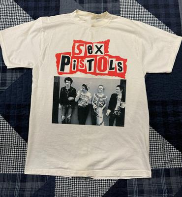 Camiseta unisex de talla completa color blanco de los miembros de la banda Sex Pistols