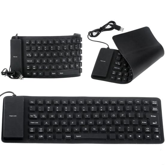 85 Keys USB Wired Waterproof Folding Silicone Keyboard for PC Laptop Notebook