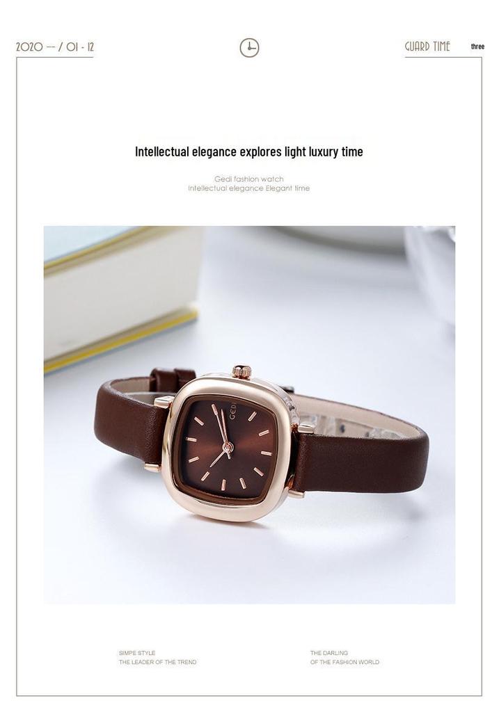 Gedi Retro Small Square Women's Waterproof Casual Watch