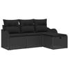 Garden Sofa Set with Cushions 4 pcs Black Poly Rattan