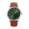 Men's Analog Quartz Watch Waterproof Leather Strap Silver Business Lightweight Easy-to-Read Simple Gift for Father (Green Brown)