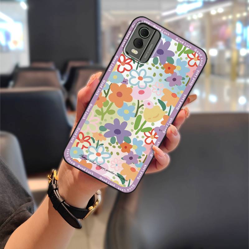 

Cute Anti-dust Phone Case For Nokia C32 Waterproof flower Back Cover Full wrap Dirt-resistant Durable Protective TPU Nokia C32