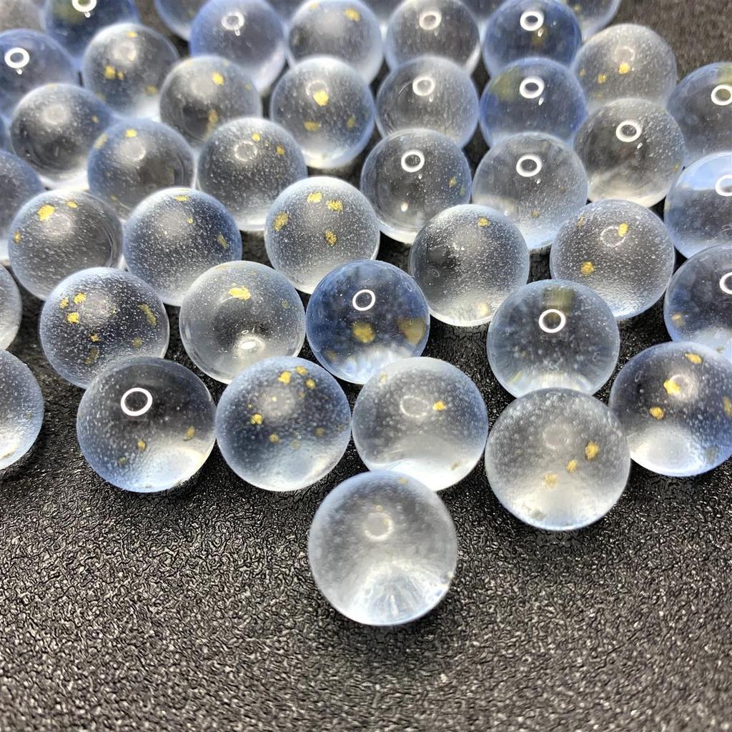 Imitation Etched Gold Sprinkled 12mm Glazed Glass Round Bead for Hairpin Accessories