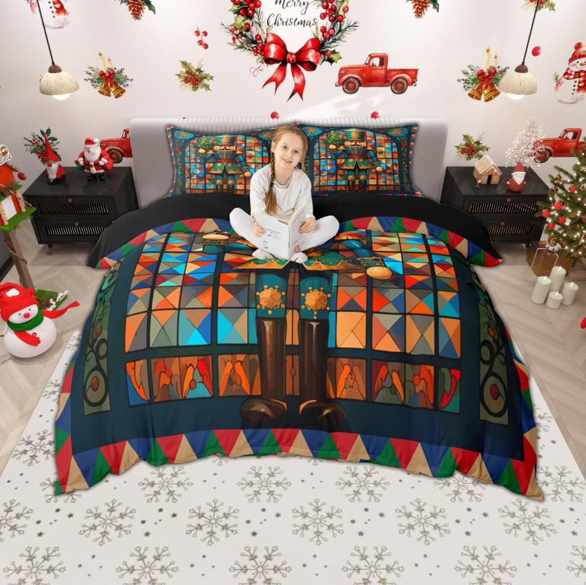 Comforter Homewish Xmas Santa Claus For Kids Children 2Pcs/3Pcs Rustic Lodge Cabin Xmas Bedding Happy New Year Bed Set