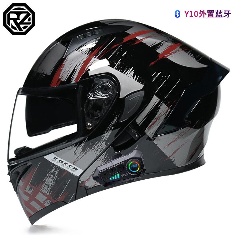 Orz Men's And Women's Electric Motorcycle Helmets Personalized Bluetooth Full Helmet Electric Scooter Motorcycle Four Seasons Warm Helmet