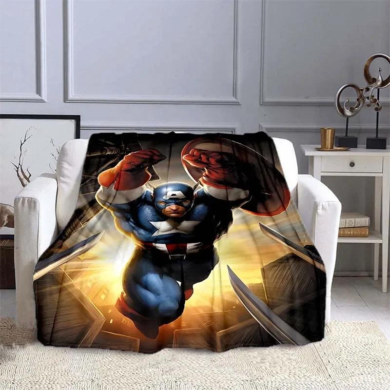 Captain America Printed Blanket Children Adult Blanket Soft and Warm Bedding for Bed Sofa Outdoor Travel Cover Blanket