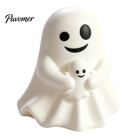 Small Vinyl Ghost Statue Halloween Cute Figurine, Mini Cartoon Statue, Little Spooky Figurine Desktop Ornament for Tiered Tray Home Table Decor