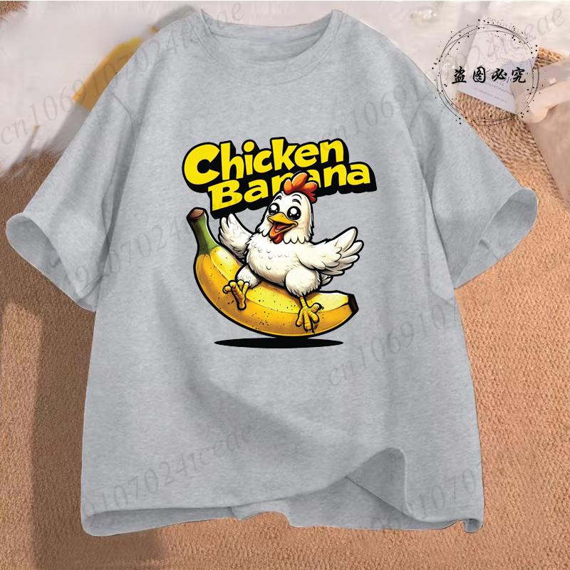 Chicken Banana Women's Summer T-Shirt Clothing Funny Meme Graphic T Shirt for Women Fashion Casual Short Sleeve Tee Shirts Tops